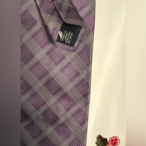 NWOT Nautica 100% silk purple plaid necktie - Picture 6 of 7